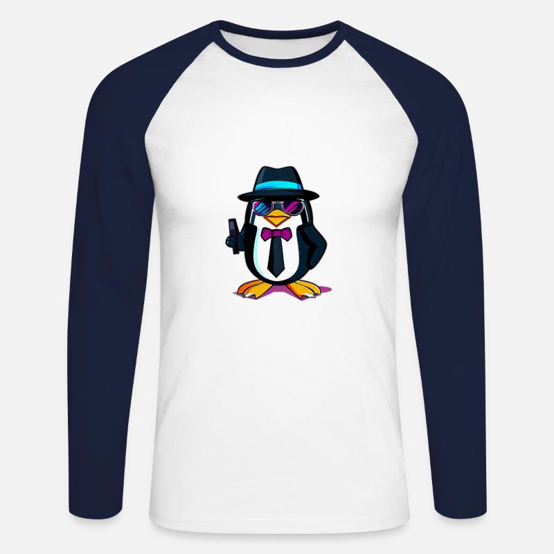 Agent Pinguin - Unisex Baseballshirt langarm - Weiß/Navy