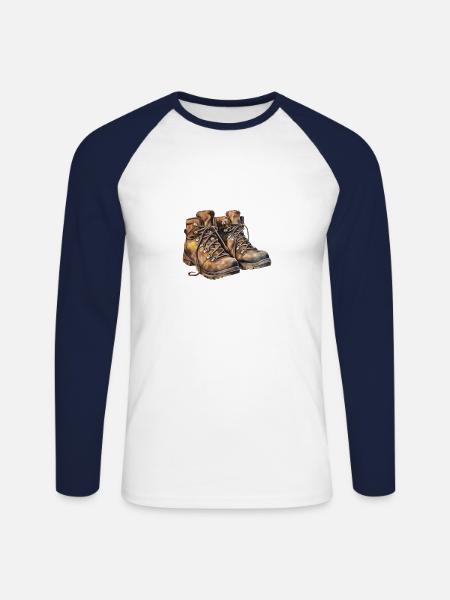 Hiking Shoes - Unisex Baseballshirt langarm - Weiß/Navy