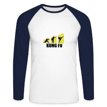 Kung Fu Kämpfer - Unisex Baseballshirt langarm - Weiß/Navy - Vorne - Nik (191cm)