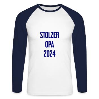Proud Grandpa 2024 – Perfect for New Grandpa - Unisex Long Sleeve Baseball T-Shirt - white/navy - Front - Nik (191cm)