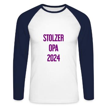 Proud Grandpa 2024 – Perfect for New Grandpa - Unisex Long Sleeve Baseball T-Shirt - white/navy - Front - Nik (191cm)