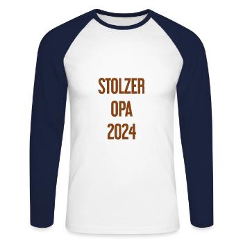 Proud Grandpa 2024 – Perfect for New Grandpa - Unisex Long Sleeve Baseball T-Shirt - white/navy - Front - Nik (191cm)