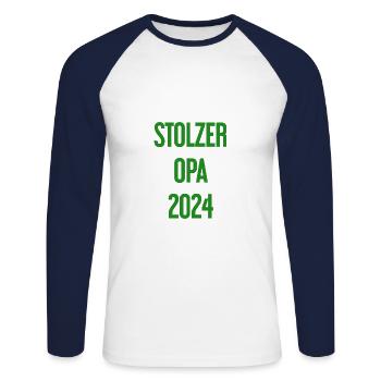 Proud Grandpa 2024 – Perfect for New Grandpa - Unisex Long Sleeve Baseball T-Shirt - white/navy - Front - Nik (191cm)