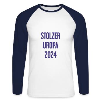 Fier arrière-grand-père 2024 - T-shirt baseball manches longues Homme - blanc/marine - Devant - Nik (191cm)