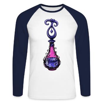 Blue Magic Bottle - Unisex Long Sleeve Baseball T-Shirt - white/navy - Front - Nik (191cm)