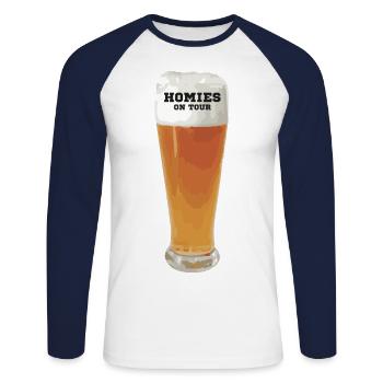 Homies on Tour - Unisex Baseballshirt langarm - Weiß/Navy - Vorne - Nik (191cm)