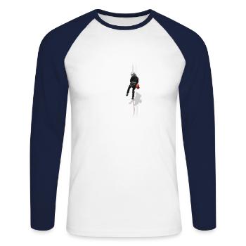 montée - T-shirt baseball manches longues Homme - blanc/marine - Devant - Nik (191cm)