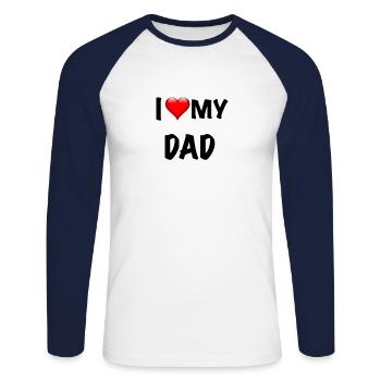 J'AIME MON PAPA - T-shirt baseball manches longues Homme - blanc/marine - Devant - Nik (191cm)