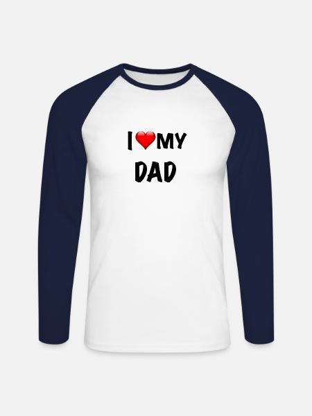 J'AIME MON PAPA - T-shirt baseball manches longues Homme - blanc/marine