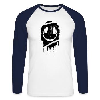 Smile 303 headphone acid - Unisex Baseballshirt langarm - Weiß/Navy - Vorne - Nik (191cm)