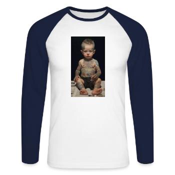 Bébé - T-shirt baseball manches longues Homme - blanc/marine - Devant - Nik (191cm)