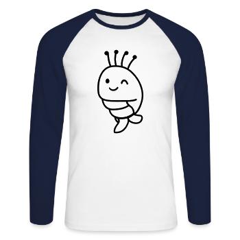 Crevette - T-shirt baseball manches longues Homme - blanc/marine - Devant - Nik (191cm)