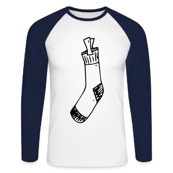 Alte Socke Wäsche Socken Hausmann Hausfrau - Unisex Baseballshirt langarm - Weiß/Navy - Vorne - Nik (191cm)