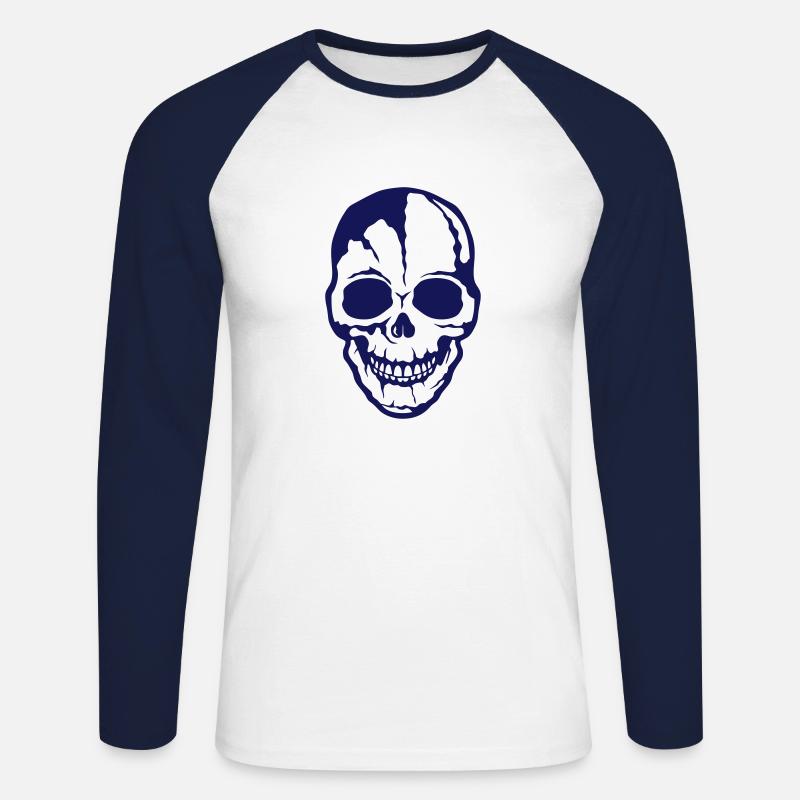 Kopf des Todes 1 3 - Unisex Baseballshirt langarm - Weiß/Navy