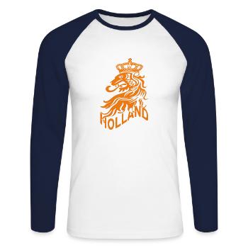 Dutch Lion - Dutch Lion - Holland - Left - Unisex Long Sleeve Baseball T-Shirt - white/navy - Front - Nik (191cm)