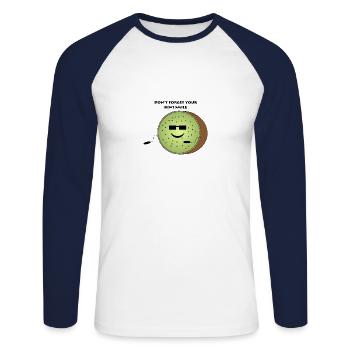 Kiwi sourire - T-shirt baseball manches longues Homme - blanc/marine - Devant - Nik (191cm)