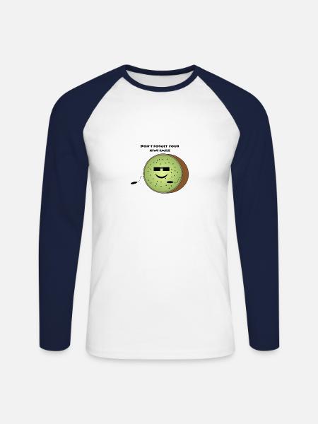Kiwi smile - Unisex Baseballshirt langarm - Weiß/Navy