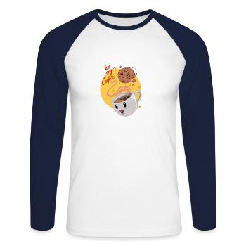 Be My Cookie - Coffee + Cooki = Love - Unisex Baseballshirt langarm - Weiß/Navy - Vorne - Nik (191cm)