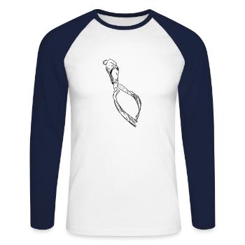 Apnée 001 noir - T-shirt baseball manches longues Homme - blanc/marine - Devant - Nik (191cm)