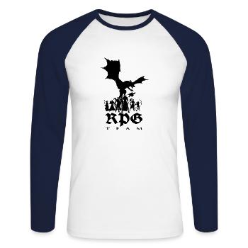 RPG Team Team role-playing game RPG DM - Unisex Long Sleeve Baseball T-Shirt - white/navy - Front - Nik (191cm)