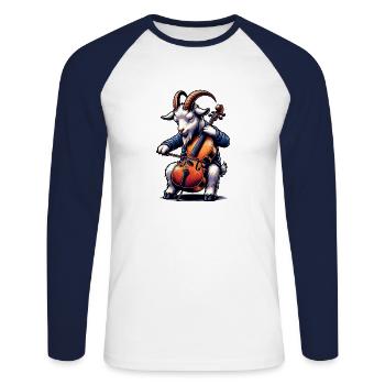 Chèvre jouant de la musique de violoncelle Orchestre de groupe d’amour - T-shirt baseball manches longues Homme - blanc/marine - Devant - Nik (191cm)