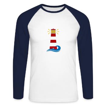 Leuchtturm - Unisex Baseballshirt langarm - Weiß/Navy - Vorne - Nik (191cm)