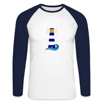 lighthouse - Unisex Long Sleeve Baseball T-Shirt - white/navy - Front - Nik (191cm)