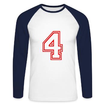 NUMMER VIER NUMBER FOUR LUCKY NUMBER GLÜCKSZAHL - Unisex Long Sleeve Baseball T-Shirt - white/navy - Front - Nik (191cm)