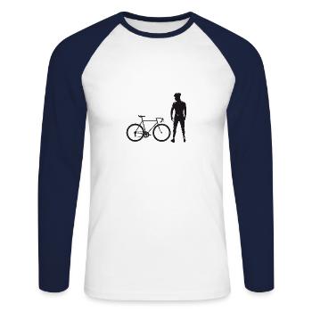 Bicyclist with road bike - Unisex Long Sleeve Baseball T-Shirt - white/navy - Front - Nik (191cm)