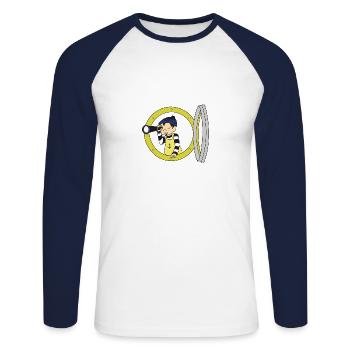 marin le fils - T-shirt baseball manches longues Homme - blanc/marine - Devant - Nik (191cm)