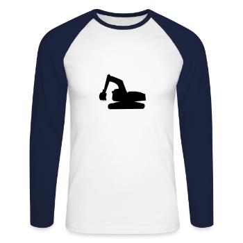 pelleteuse - T-shirt baseball manches longues Homme - blanc/marine - Devant - Nik (191cm)
