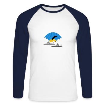 Pilote de parapente passion parapente - T-shirt baseball manches longues Homme - blanc/marine - Devant - Nik (191cm)