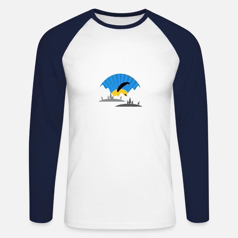 Gleitschirm Pilot Paragliding Leidenschaft - Unisex Baseballshirt langarm - Weiß/Navy