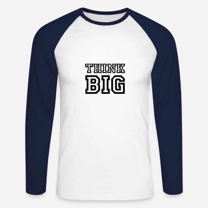 Think Big - Unisex Baseballshirt langarm - Weiß/Navy