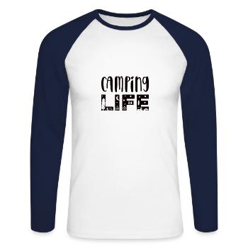 Camping Freunde Zelten Pfadfinder Geschenk - Unisex Baseballshirt langarm - Weiß/Navy - Vorne - Nik (191cm)