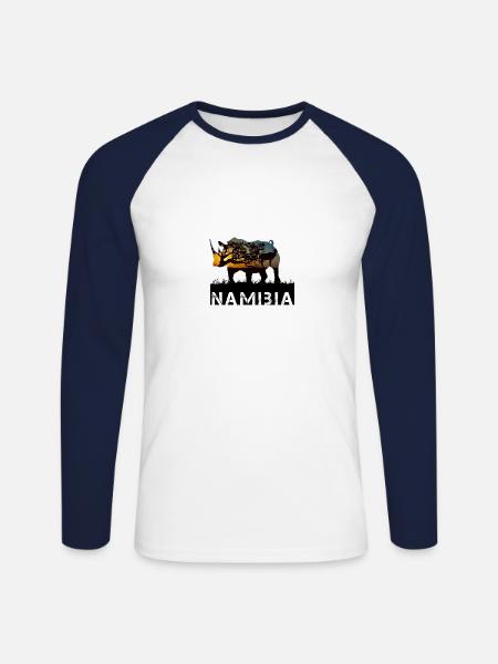 Namibia Nashorn - Unisex Baseballshirt langarm - Weiß/Navy