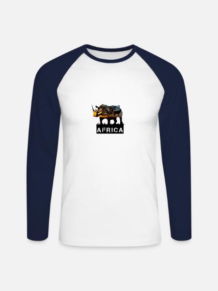 Afrika Nashorn - Unisex Baseballshirt langarm - Weiß/Navy
