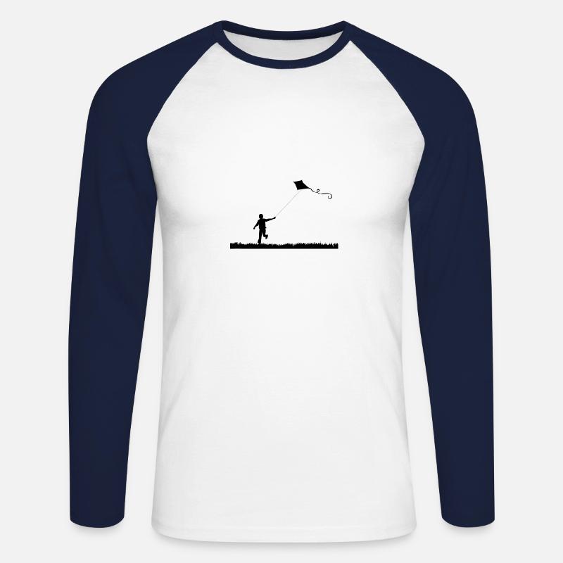 Boy with kite - Unisex Baseballshirt langarm - Weiß/Navy