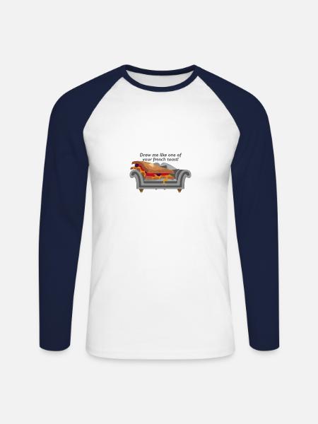 French Toast - Unisex Long Sleeve Baseball T-Shirt - white/navy