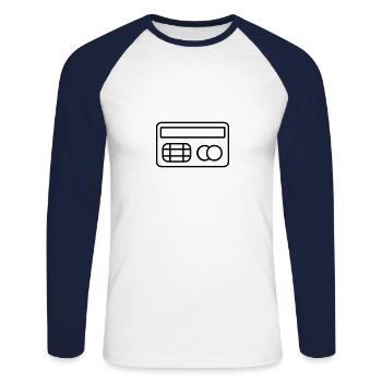 Carte de crédit - T-shirt baseball manches longues Homme - blanc/marine - Devant - Nik (191cm)