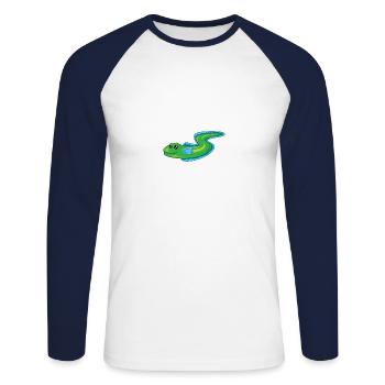 Eel cartoon - Unisex Long Sleeve Baseball T-Shirt - white/navy - Front - Nik (191cm)