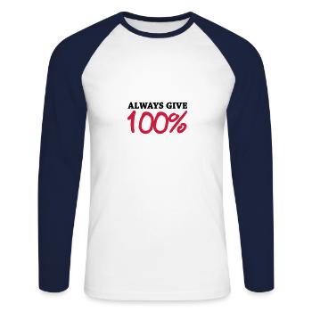 Always give 100 - T-shirt baseball manches longues Homme - blanc/marine - Devant - Nik (191cm)