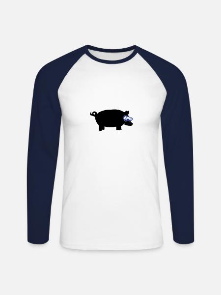 sau ski goggles 2 - Unisex Long Sleeve Baseball T-Shirt - white/navy