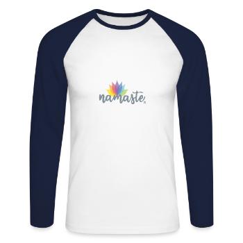 NAMASTE - T-shirt baseball manches longues Homme - blanc/marine - Devant - Nik (191cm)