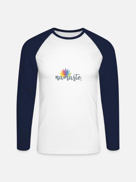 NAMASTE - Unisex Baseballshirt langarm - Weiß/Navy
