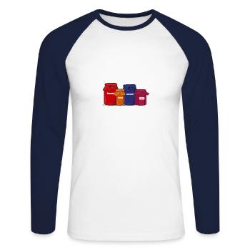 confiture - T-shirt baseball manches longues Homme - blanc/marine - Devant - Nik (191cm)