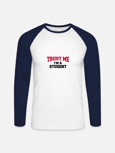 Trust me - I'm a Student - Unisex Long Sleeve Baseball T-Shirt - white/navy
