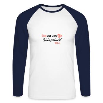 Die mit dem Schäferhund geht - Hund Hundeliebhaber - Unisex Baseballshirt langarm - Weiß/Navy - Vorne - Nik (191cm)