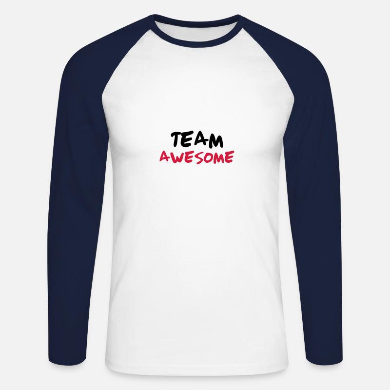Team Awesome - Unisex Baseballshirt langarm - Weiß/Navy