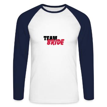 Équipe Bride - T-shirt baseball manches longues Homme - blanc/marine - Devant - Nik (191cm)